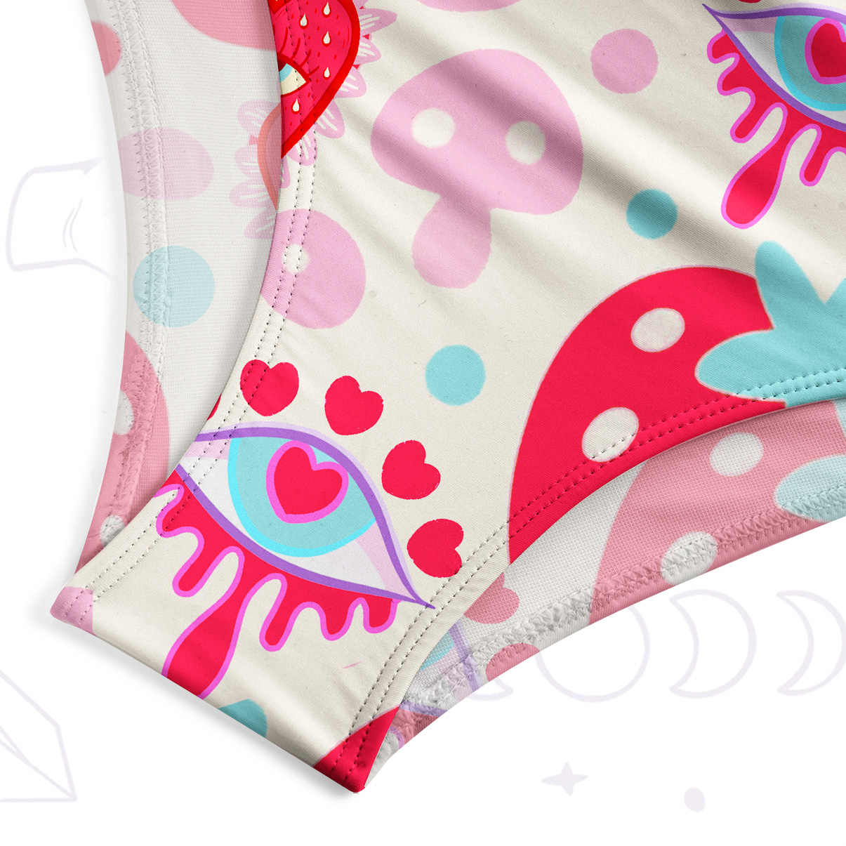 Purplehecate Whimsical Strawberry Hearts One-Piece Swimsuit