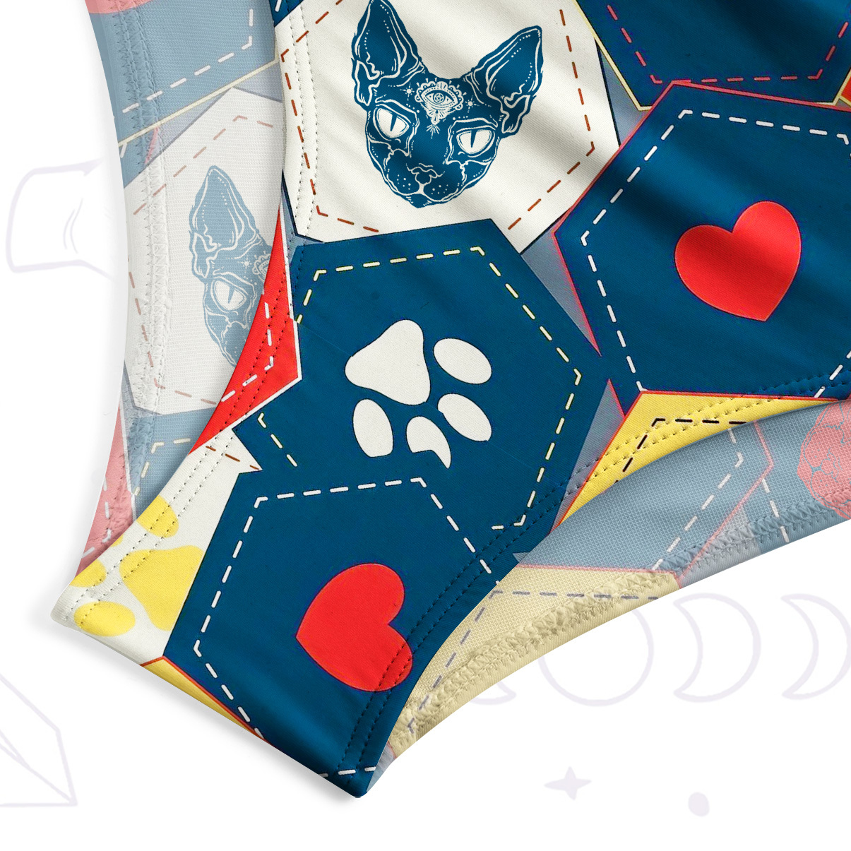 Purplehecate Whimsical Cat Paw Love One-Piece Swimsuit