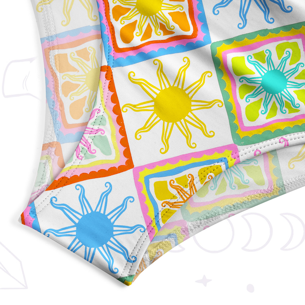 Purplehecate Colorful Sunshine Patchwork One-Piece Swimsuit