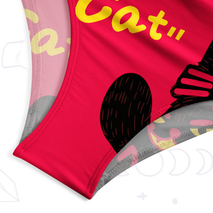 Purplehecate Mischievous Cat Lovers One-Piece Swimsuit