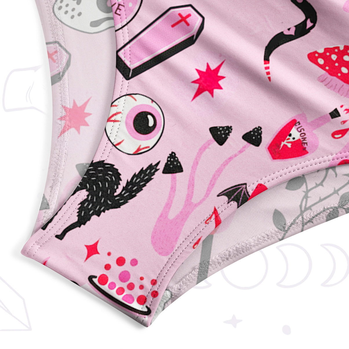 Purplehecate Black Cat Witchy Pink One-Piece Swimsuit