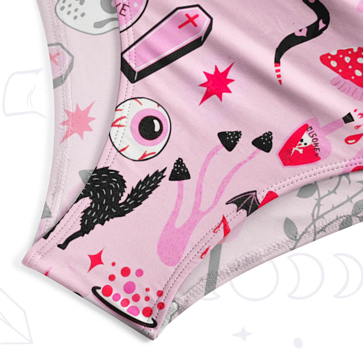 Purplehecate Black Cat Witchy Pink One-Piece Swimsuit