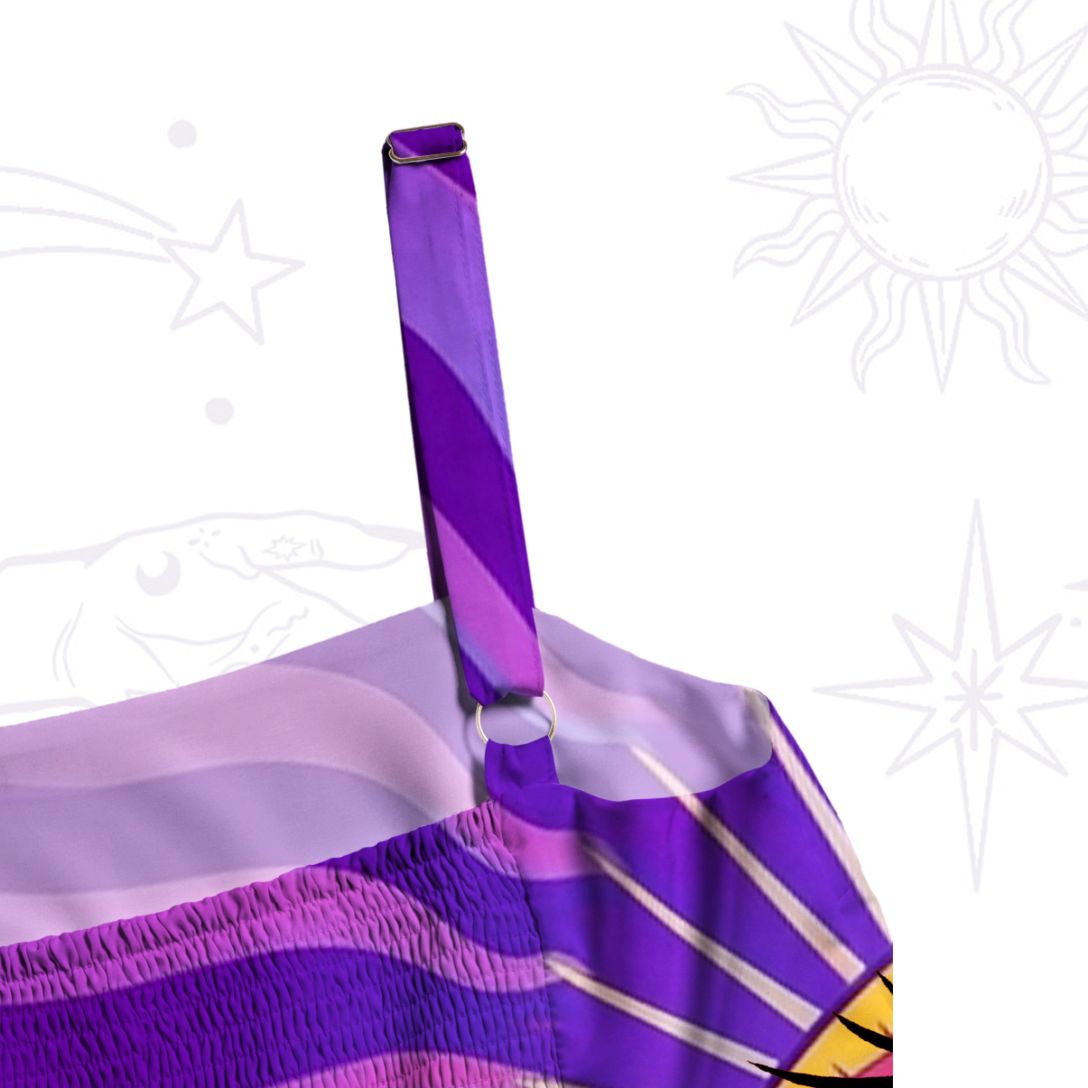 Purplehecate Sacred Eye Energy Flow Wide Straps Maxi Dress