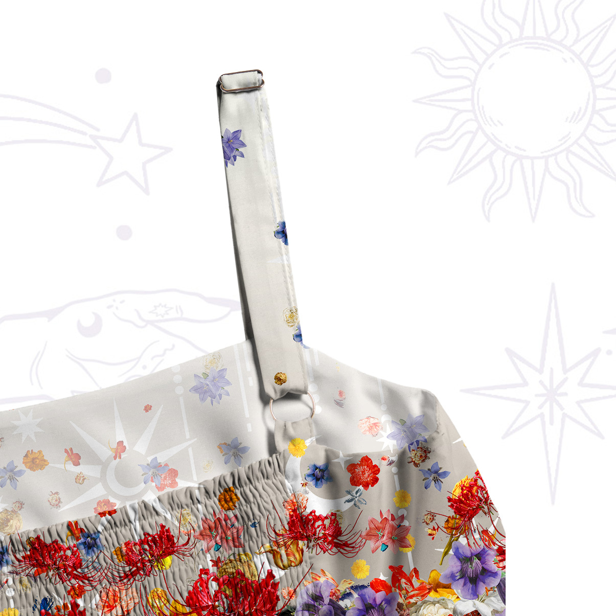 Purplehecate Spring Garden Wide Straps Maxi Dress