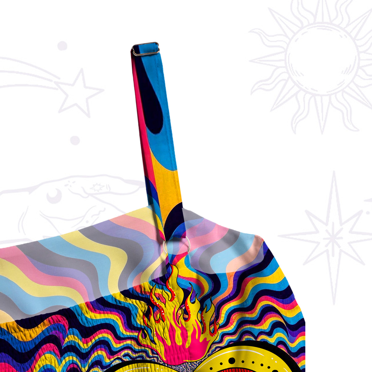 Purplehecate Trippy Heart Flame Wide Straps Maxi Dress