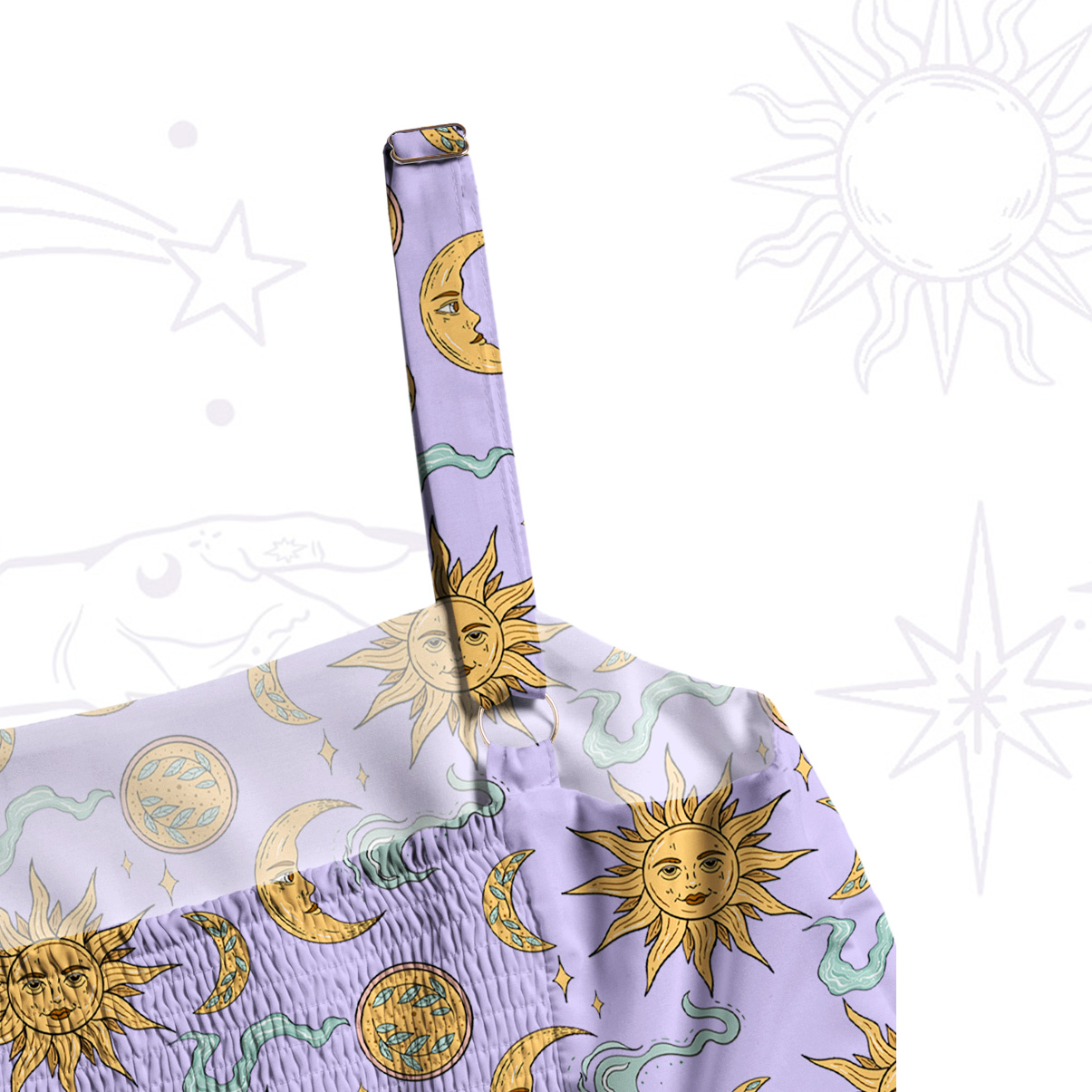 Purplehecate Magic of Sun and Moon Wide Straps Maxi Dress