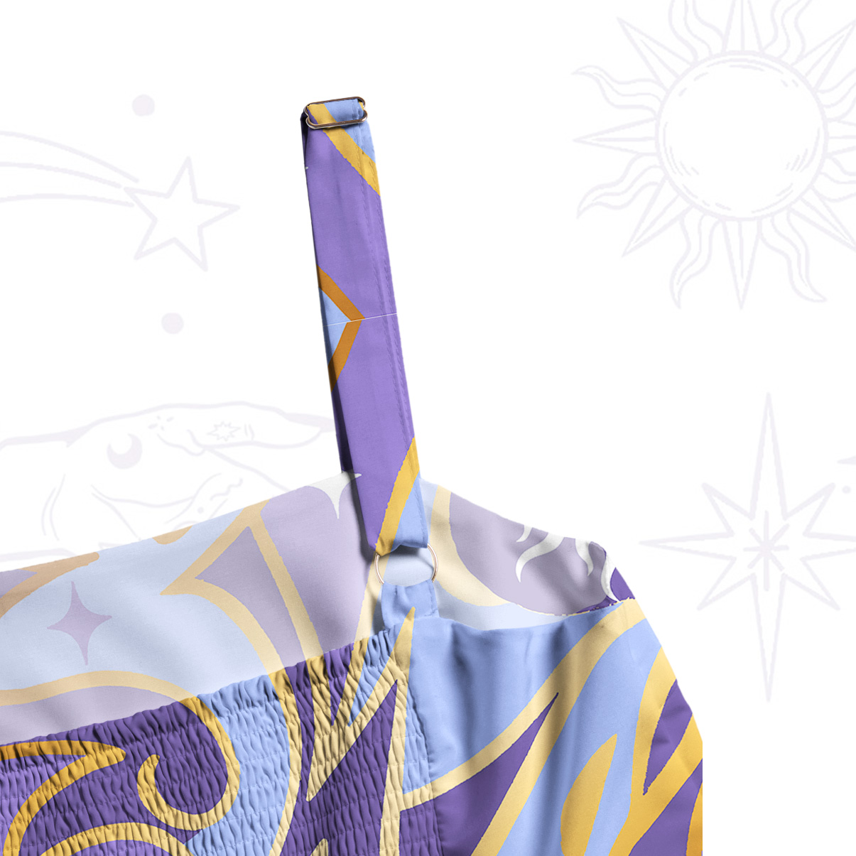 Purplehecate Divination Night Print Wide Straps Maxi Dress