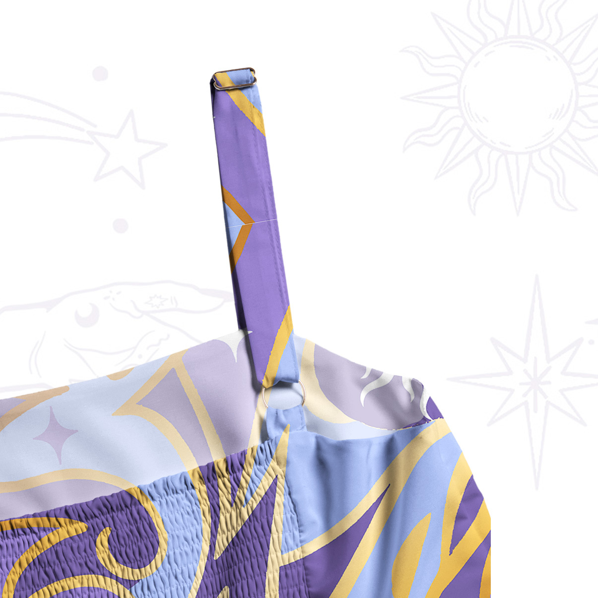 Purplehecate Divination Night Print Wide Straps Maxi Dress