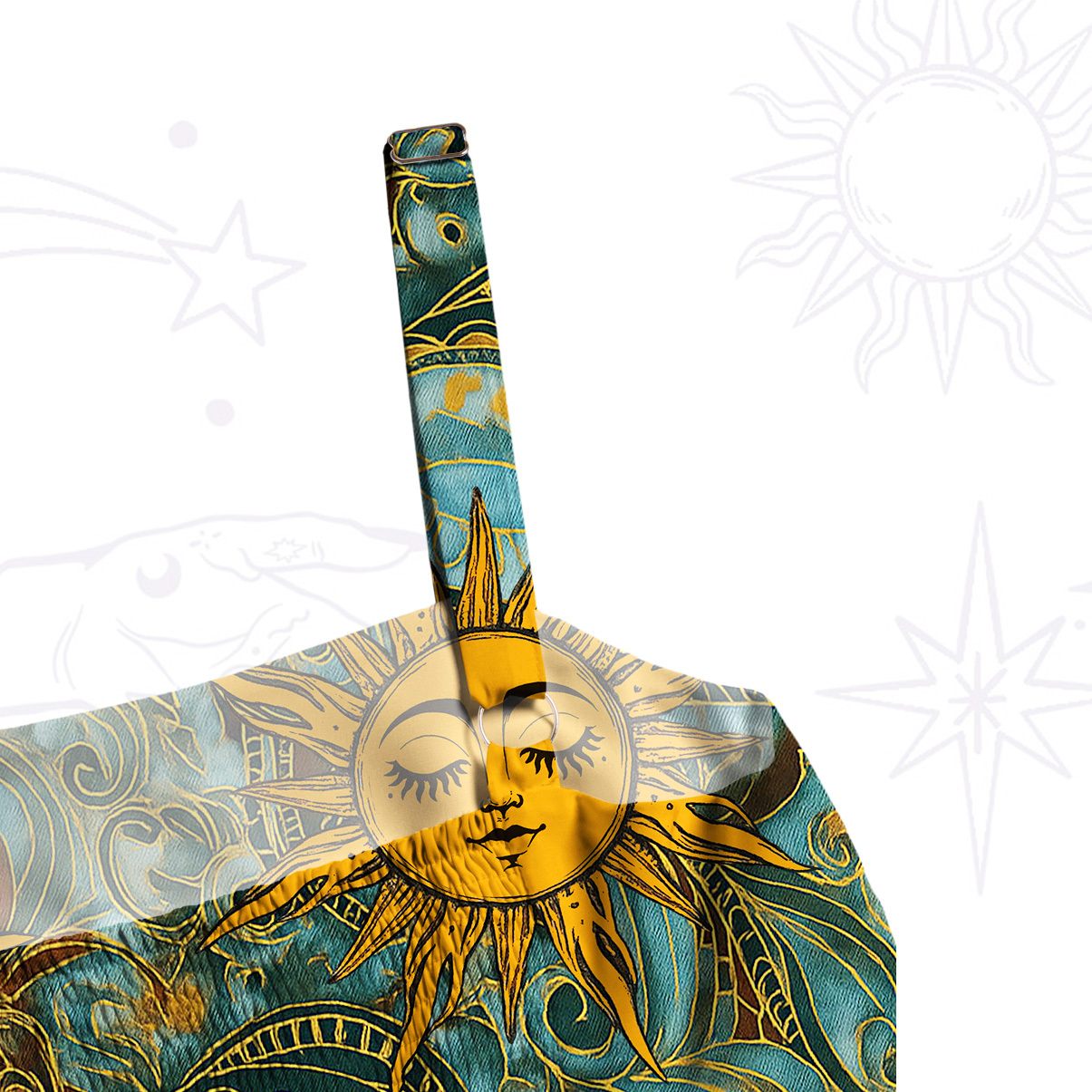 Purplehecate Golden Sun Wheel Wide Straps Maxi Dress