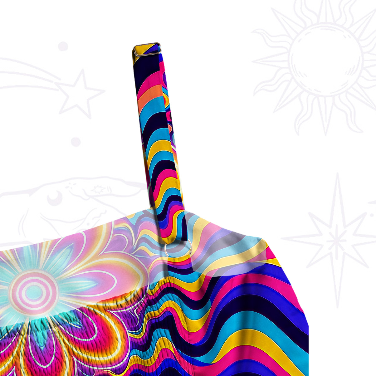 Purplehecate Psychedelic Bloom Wide Straps Maxi Dress