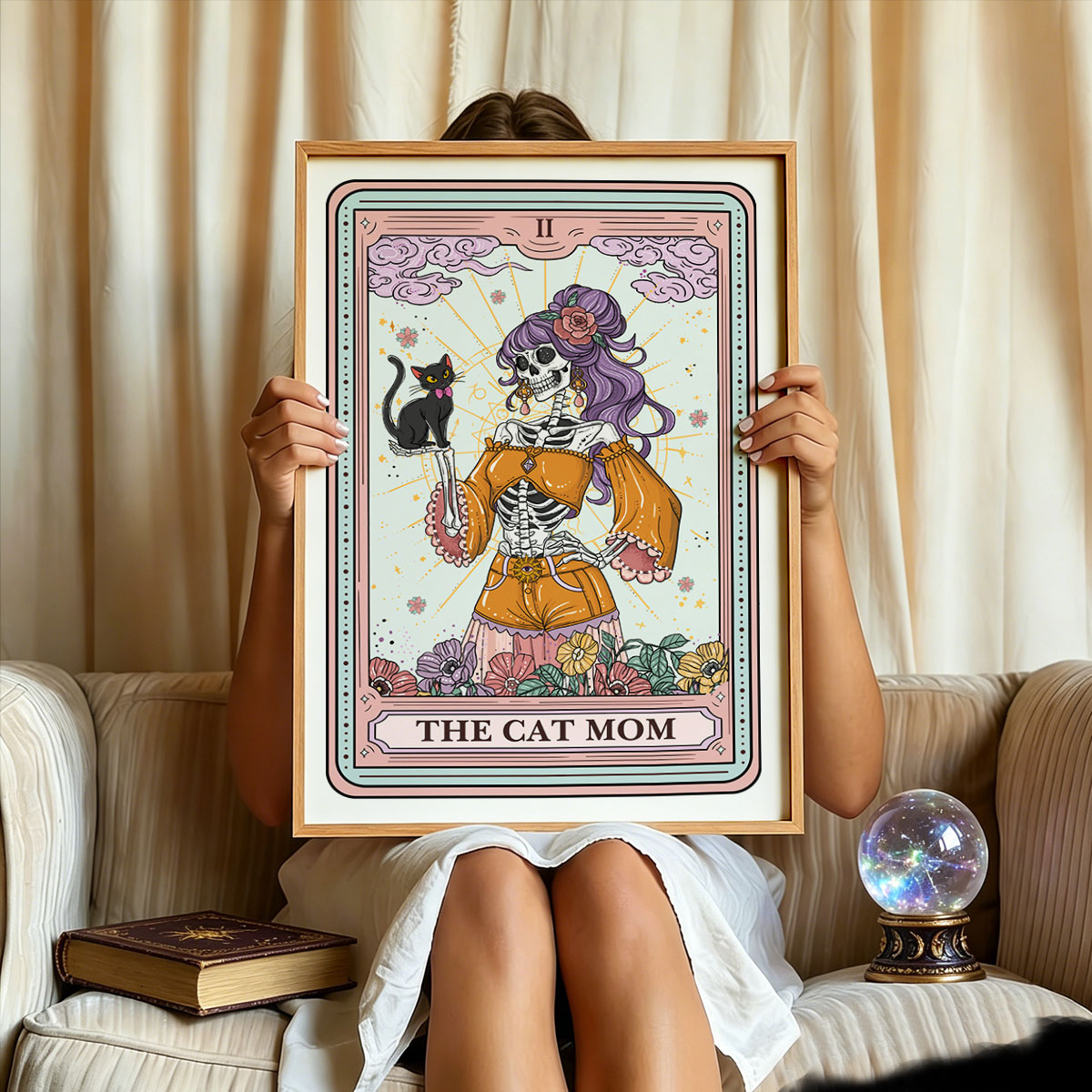 Purplehecate The Skeleton Cat Mom Tarot Card Unframed Poster