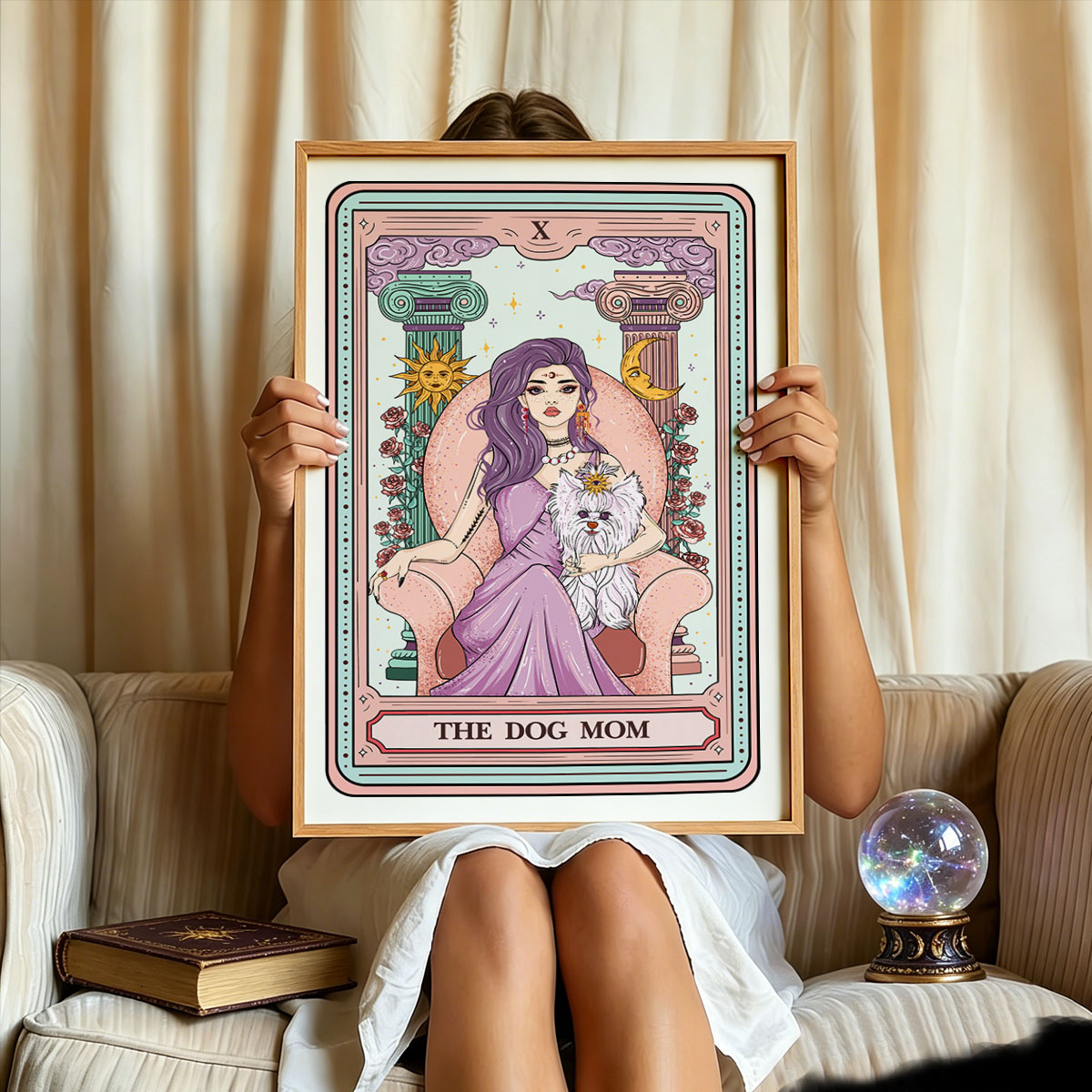 Purplehecate The Cute Dog Mom Tarot Card Unframed Poster