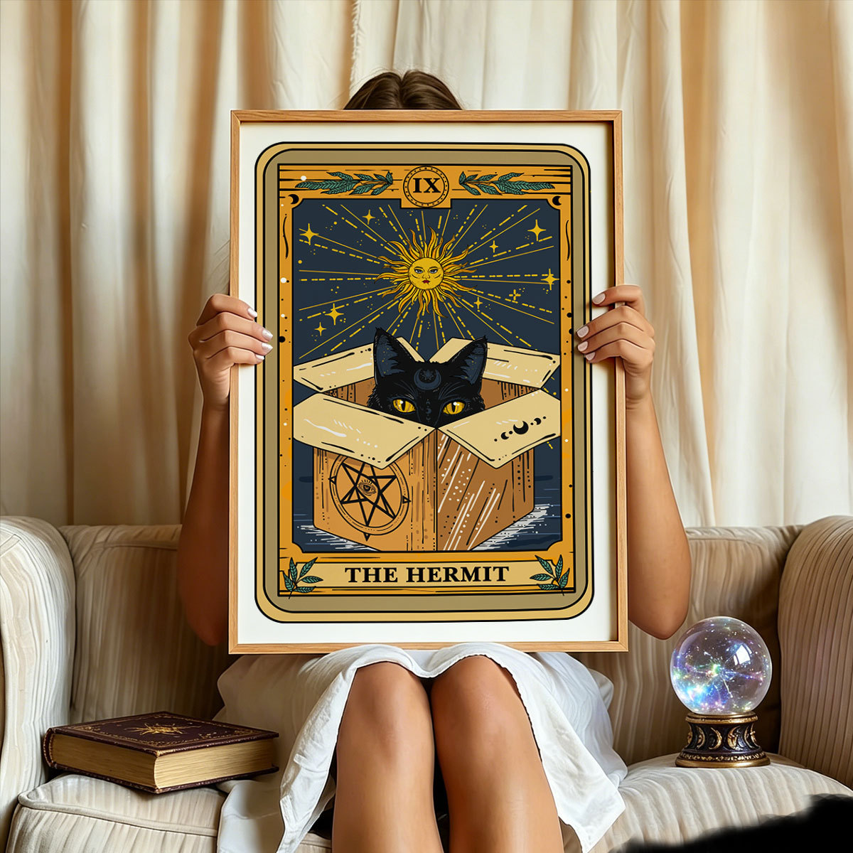 Purplehecate The Hermit Cat Tarot Card Unframed Poster