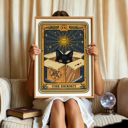 Purplehecate The Hermit Cat Tarot Card Unframed Poster