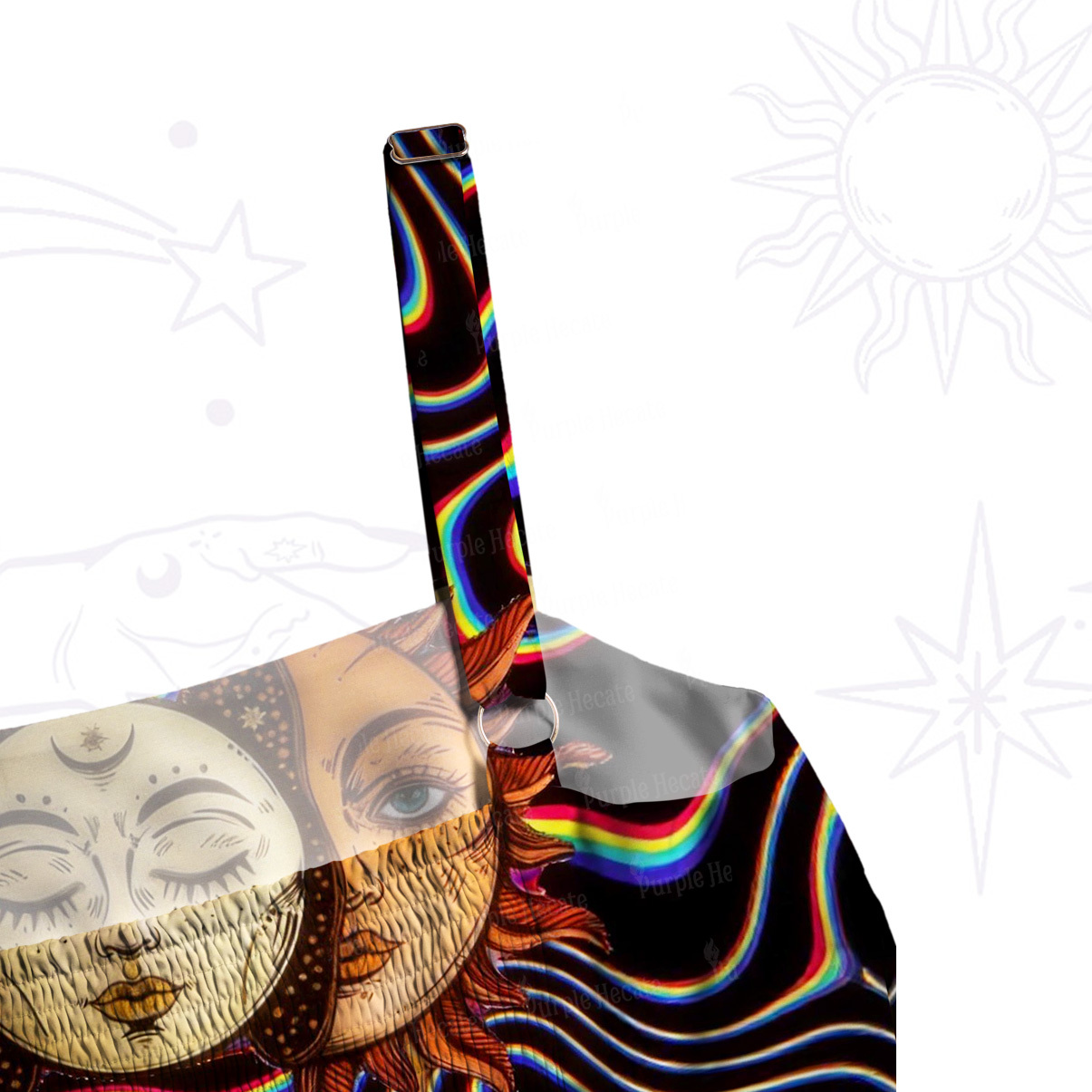 Purplehecate Psychedelic Sun and Moon Wide Straps Maxi Dress