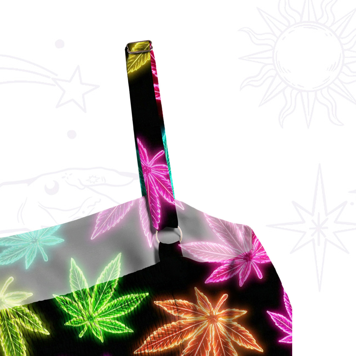 Purplehecate Trippy Weed Wide Straps Maxi Dress