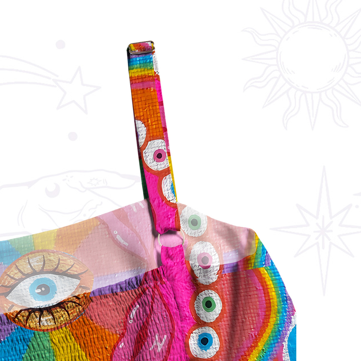 Purplehecate Chromatic Dreamwave Eye Wide Straps Maxi Dress