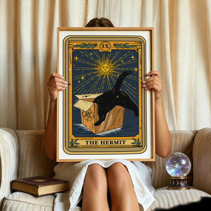 Purplehecate The Cardboard Hermit Cat Tarot Unframed Poster