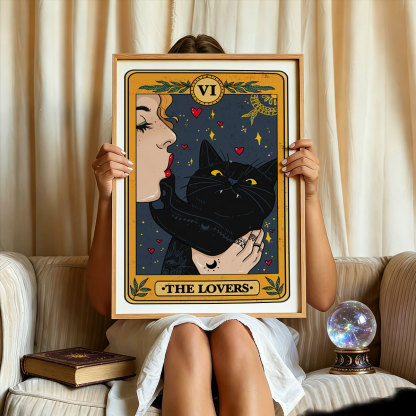 Purplehecate The Lovers Cat Tarot Unframed Poster