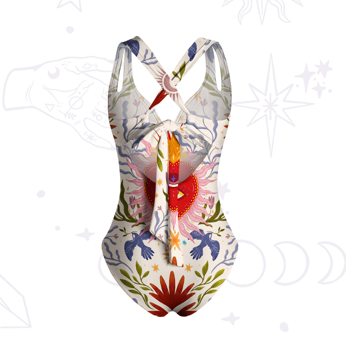Purplehecate Sacred Flame Heart One-Piece Swimsuit