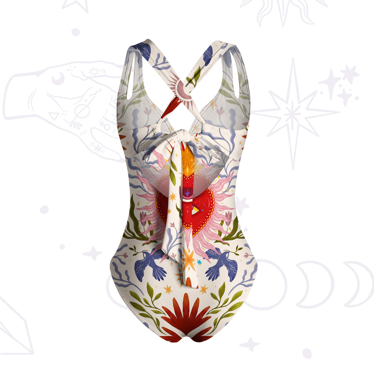 Purplehecate Sacred Flame Heart One-Piece Swimsuit