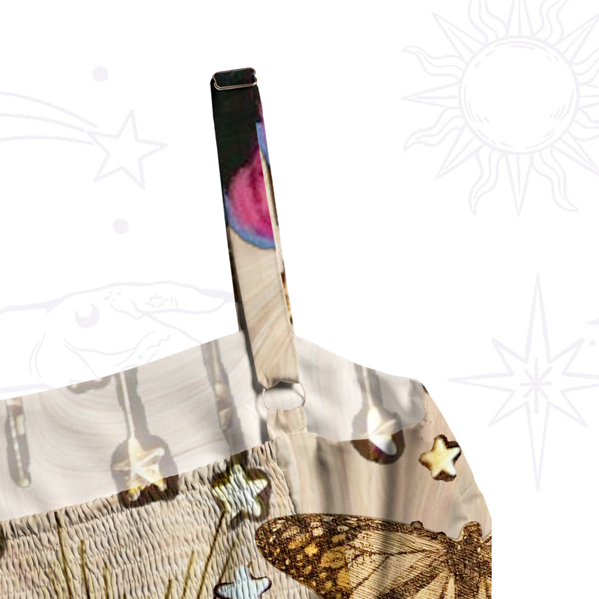 Purplehecate Lucky Me Sacred Heart Eye Wide Straps Maxi Dress