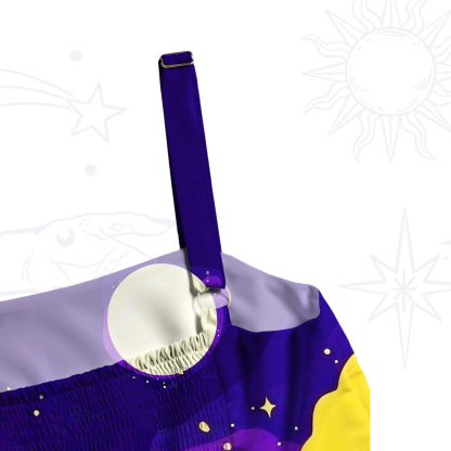 Purplehecate Midnight Cosmic Cat Fantasy Wide Straps Maxi Dress