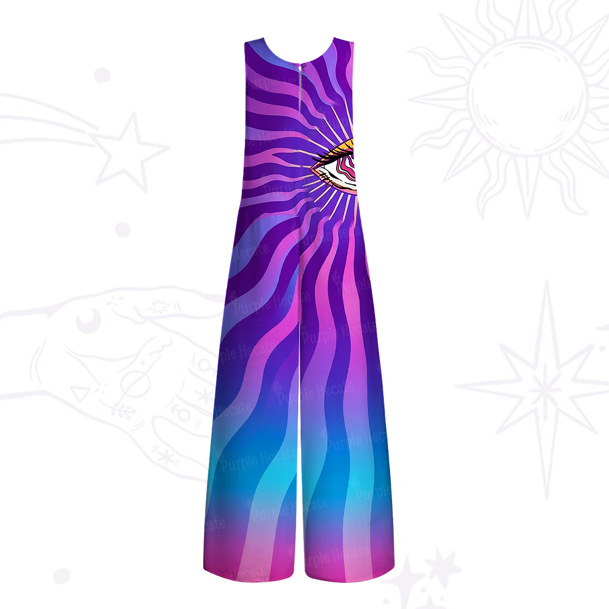 Purplehecate Sacred Eye Energy Flow Wide Leg Jumpsuit