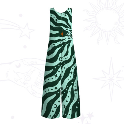 Purplehecate Green Vision Illusion Wide Leg Jumpsuit