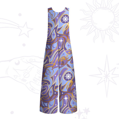 Purplehecate Divination Night Print Wide Leg Jumpsuit