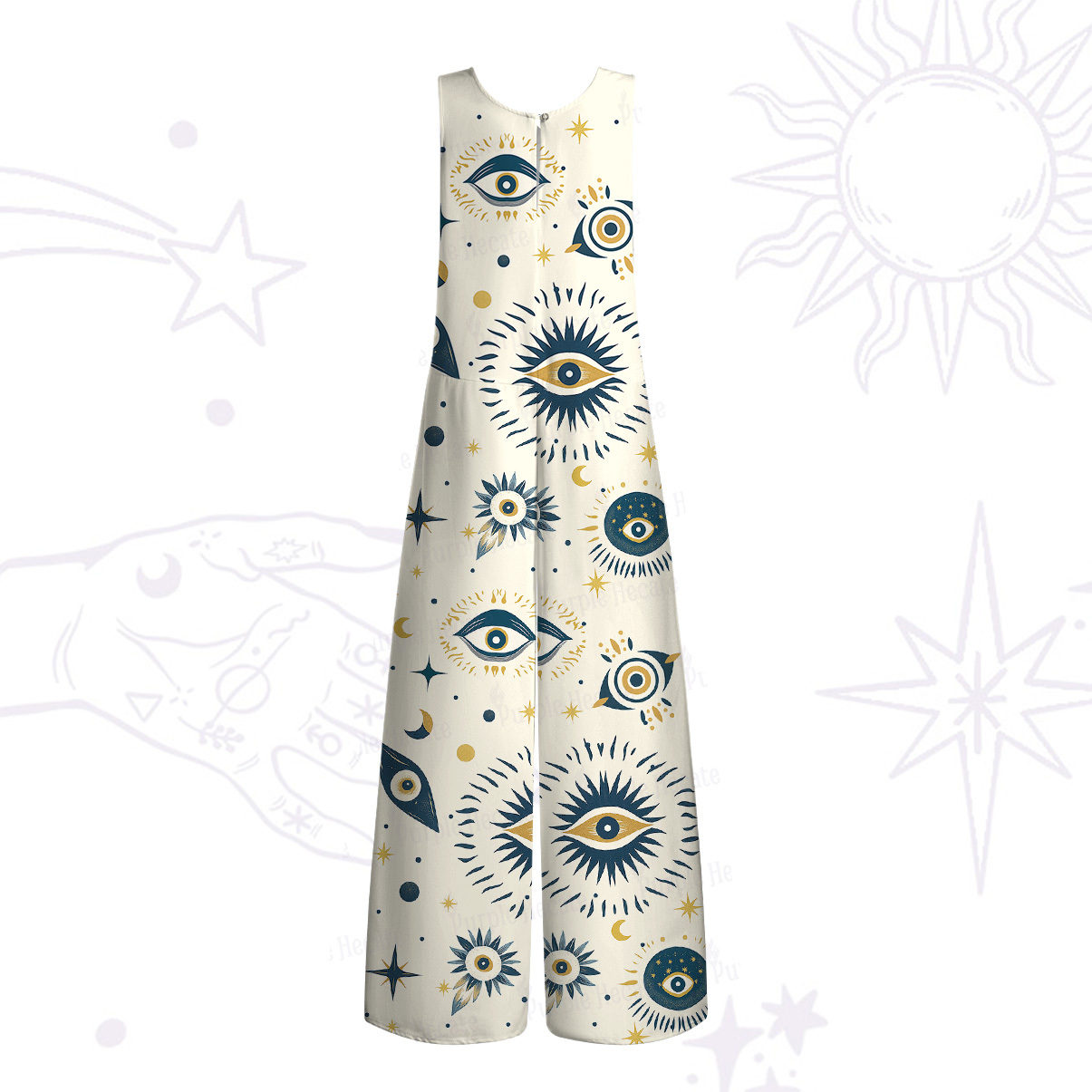 Purplehecate Sun Eye Wide Leg Jumpsuit