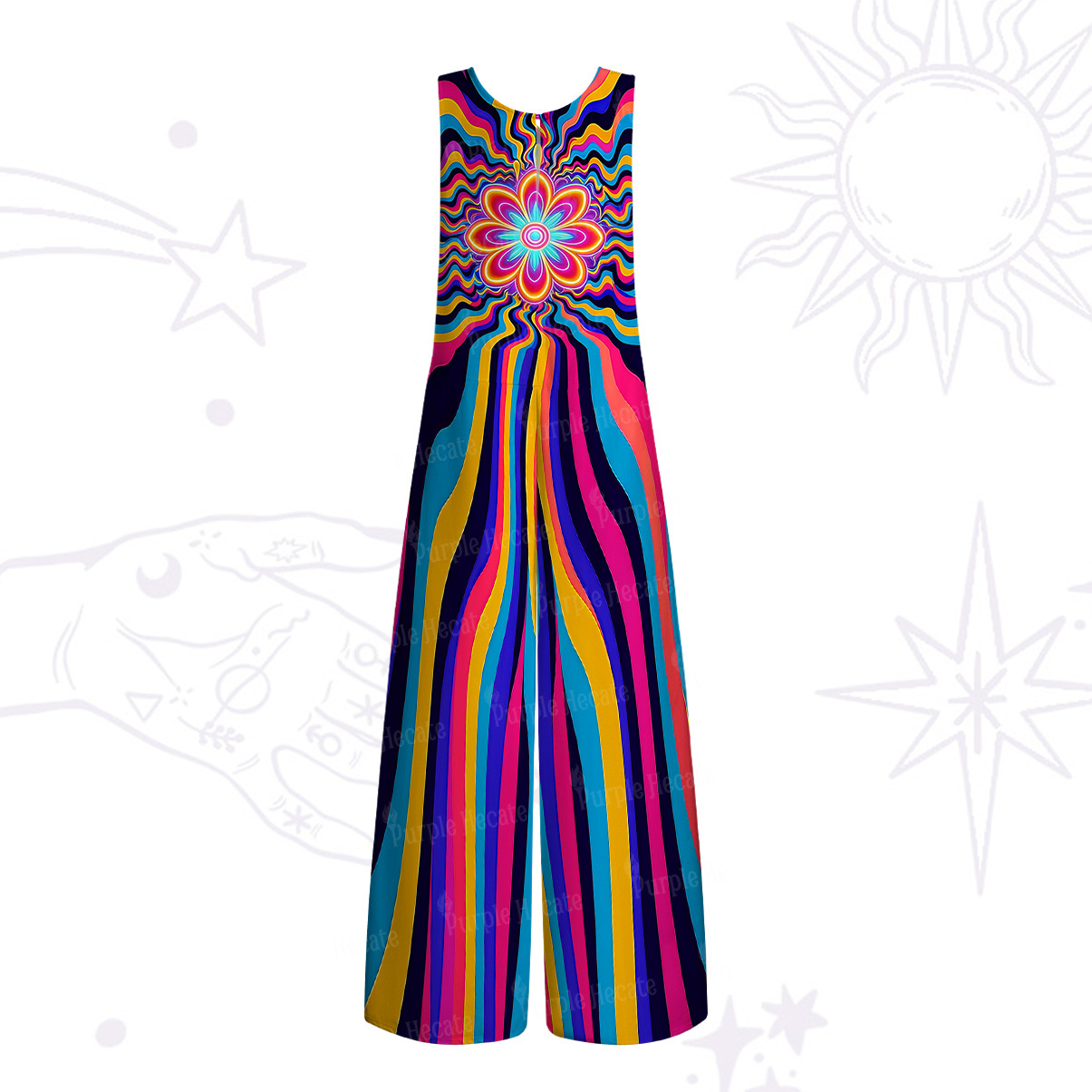 Purplehecate Psychedelic Bloom Wide Leg Jumpsuit