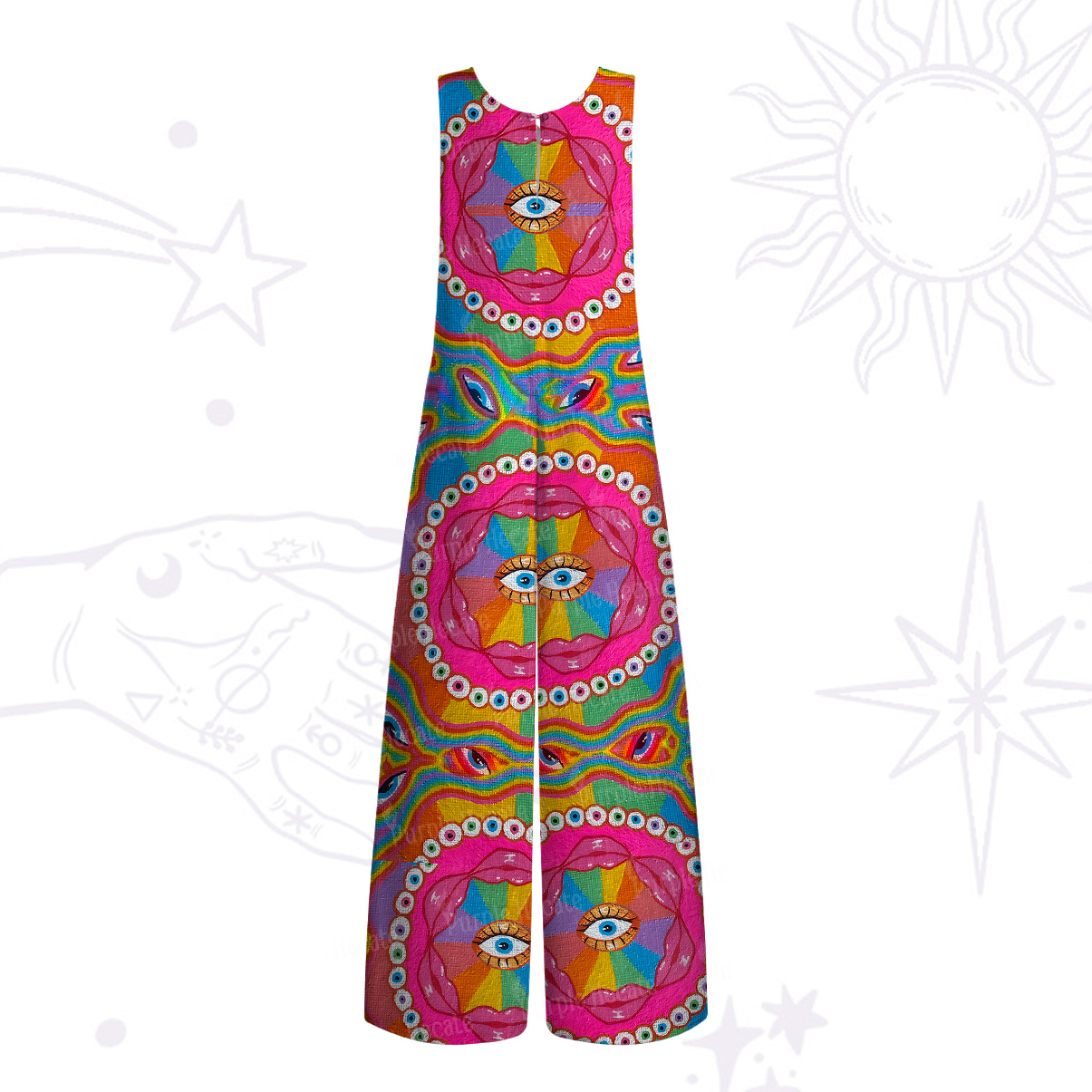 Purplehecate Chromatic Dreamwave Eye Wide Leg Jumpsuit