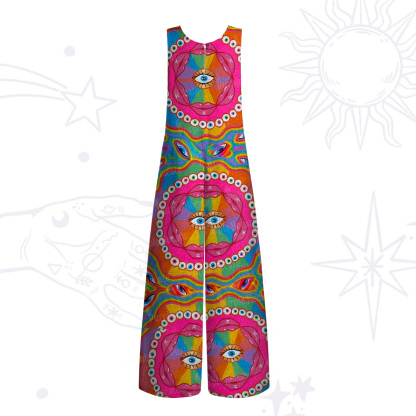 Purplehecate Chromatic Dreamwave Eye Wide Leg Jumpsuit