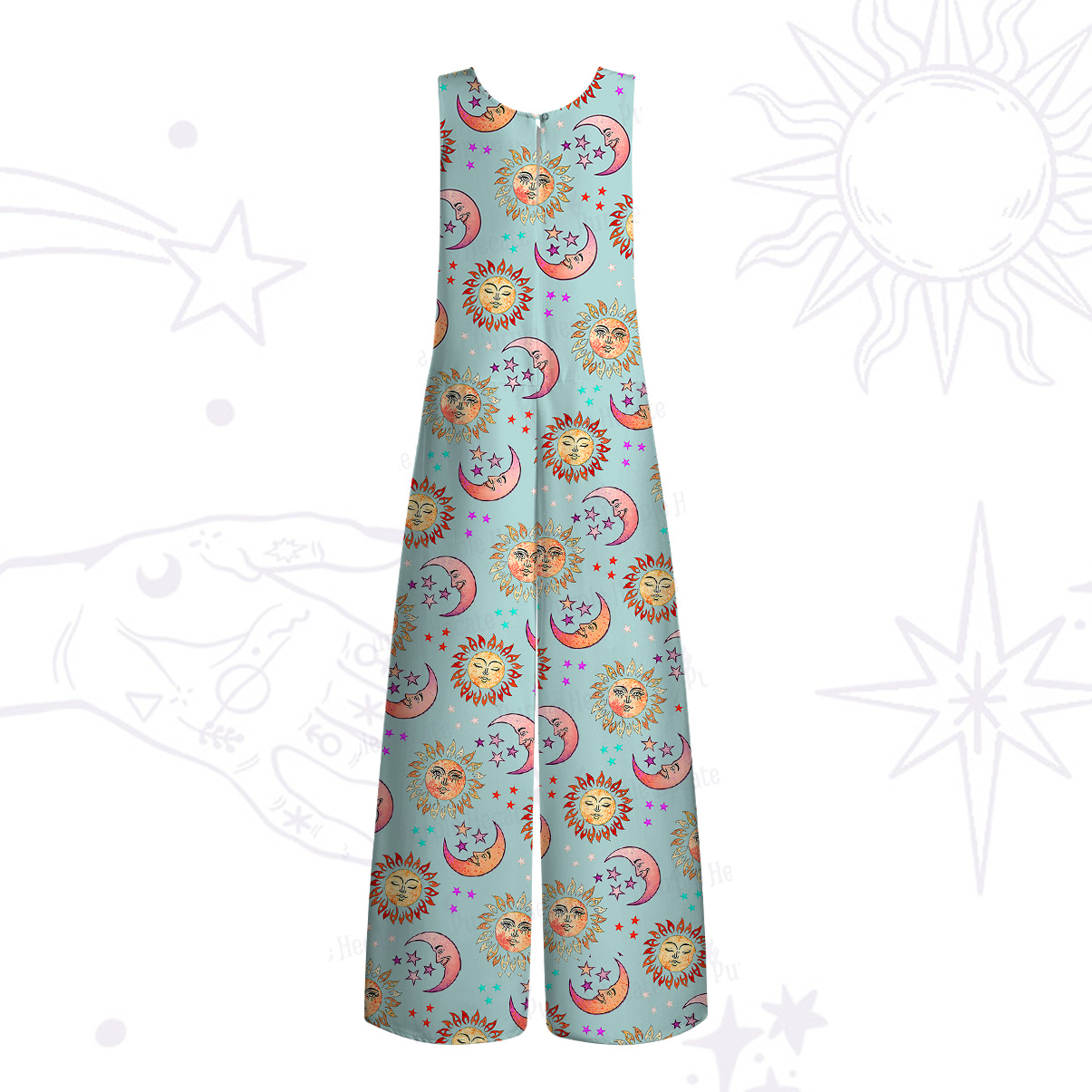 Purplehecate Dancing Suns and Lunar Dreams Wide Leg Jumpsuit