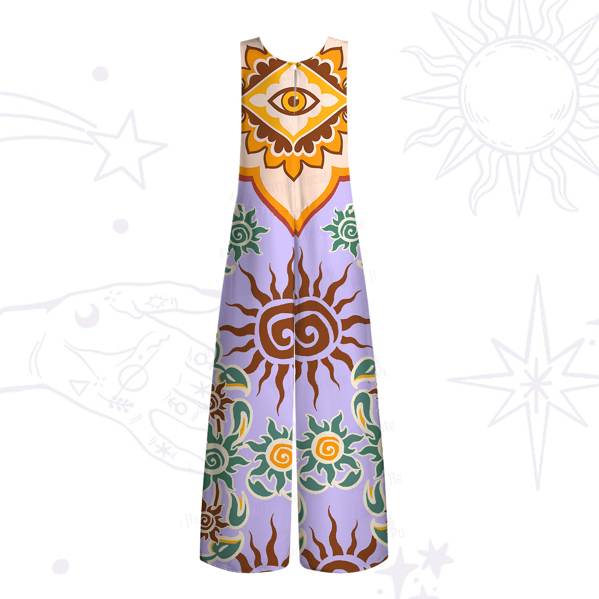 Purplehecate Solar Whispers Witch Wide Leg Jumpsuit