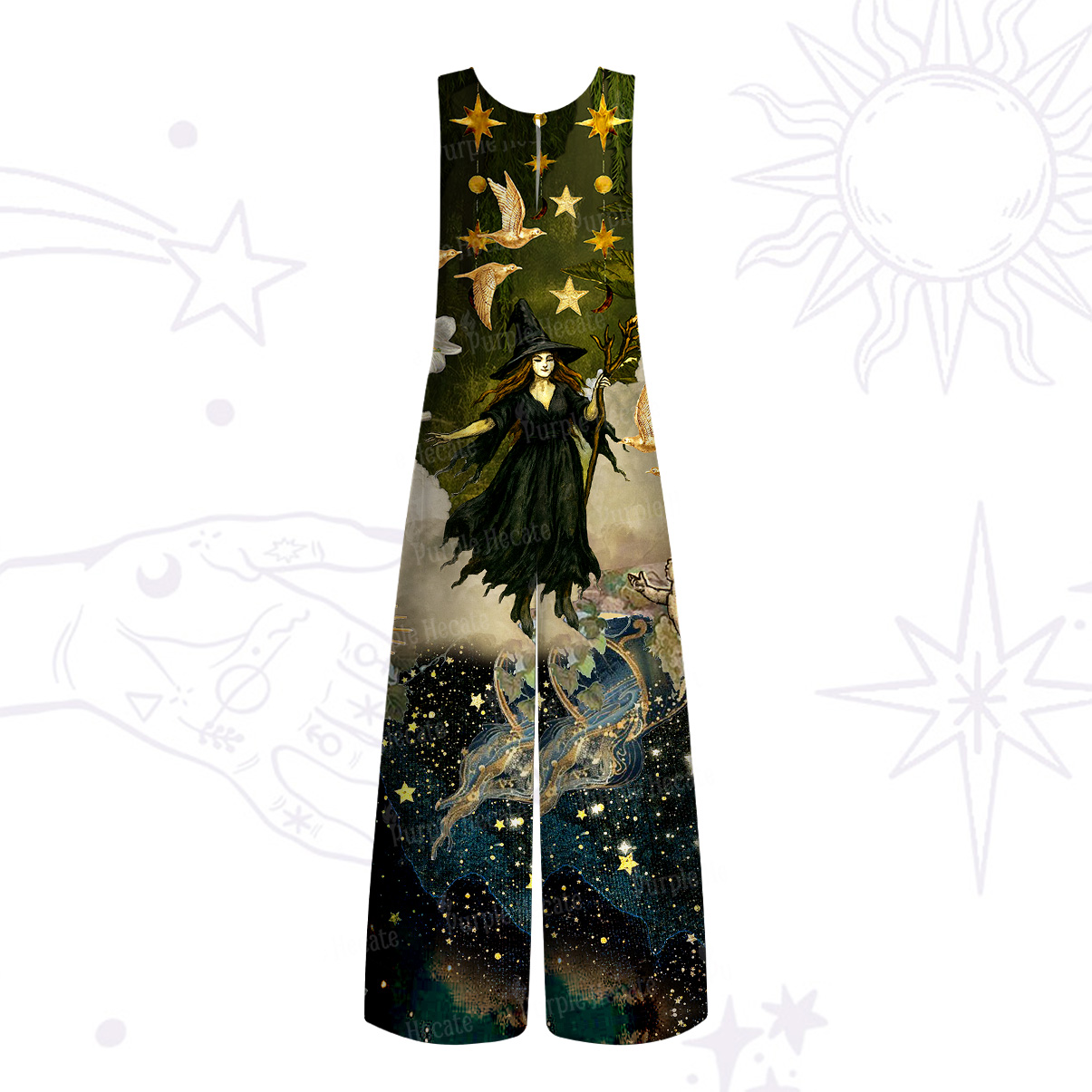 Purplehecate Garden of the Celestial Witch Wide Leg Jumpsuit