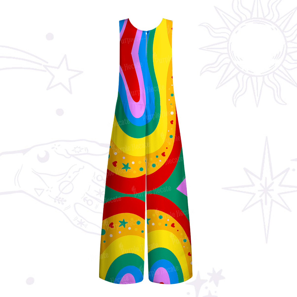 Purplehecate Dreamy Rainbow Waves Wide Leg Jumpsuit