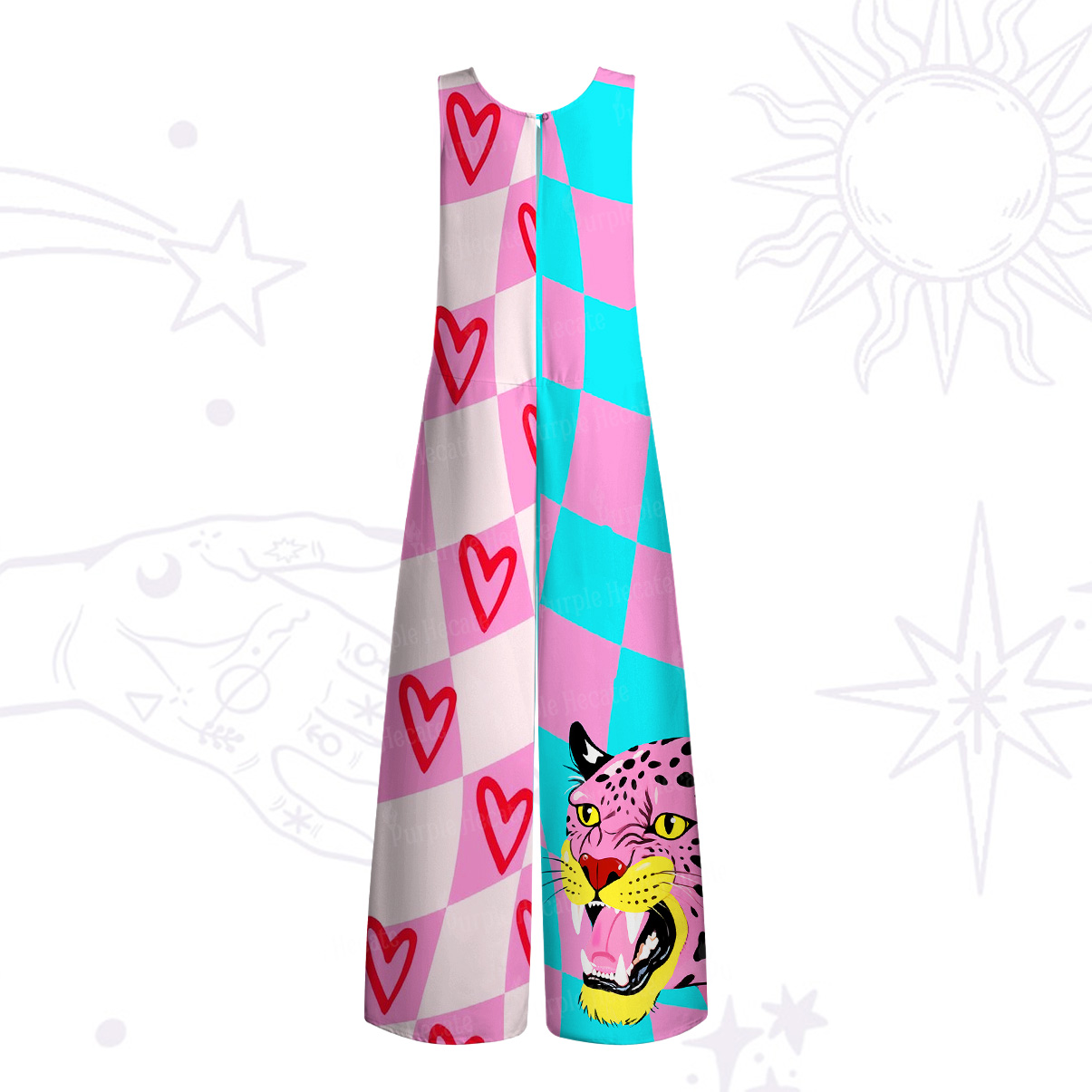 Purplehecate Savage Leopard Evil Eye Wide Leg Jumpsuit