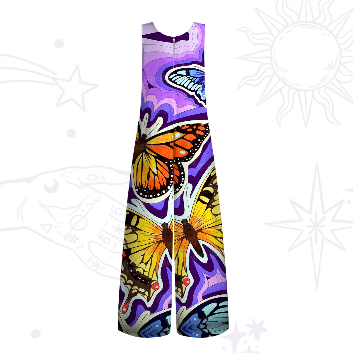 Purplehecate Psychedelic Butterfly Wide Leg Jumpsuit