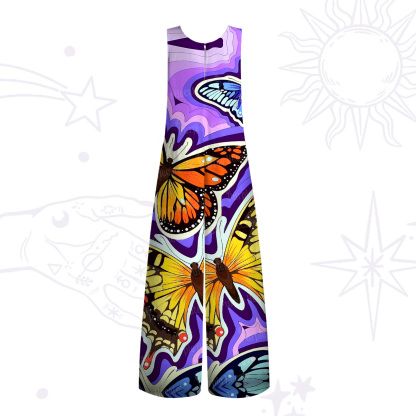 Purplehecate Psychedelic Butterfly Wide Leg Jumpsuit