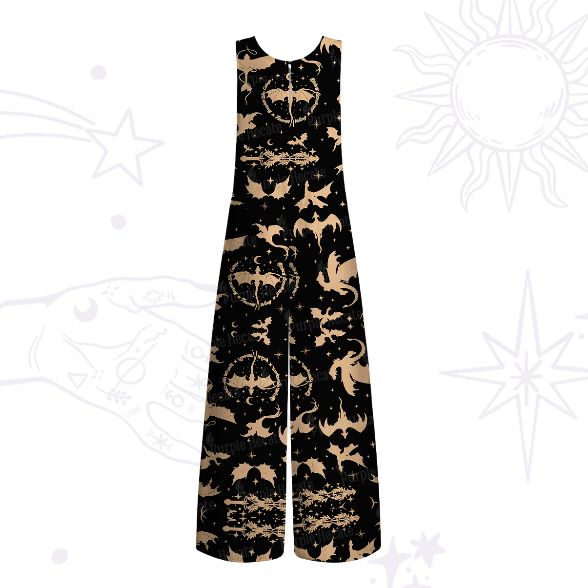 Purplehecate Fantasy Dragon Allover Wide Leg Jumpsuit