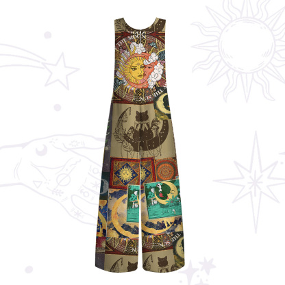 Purplehecate Starry Moon Patchwork for Cosmic Lovers Wide Leg Jumpsuit