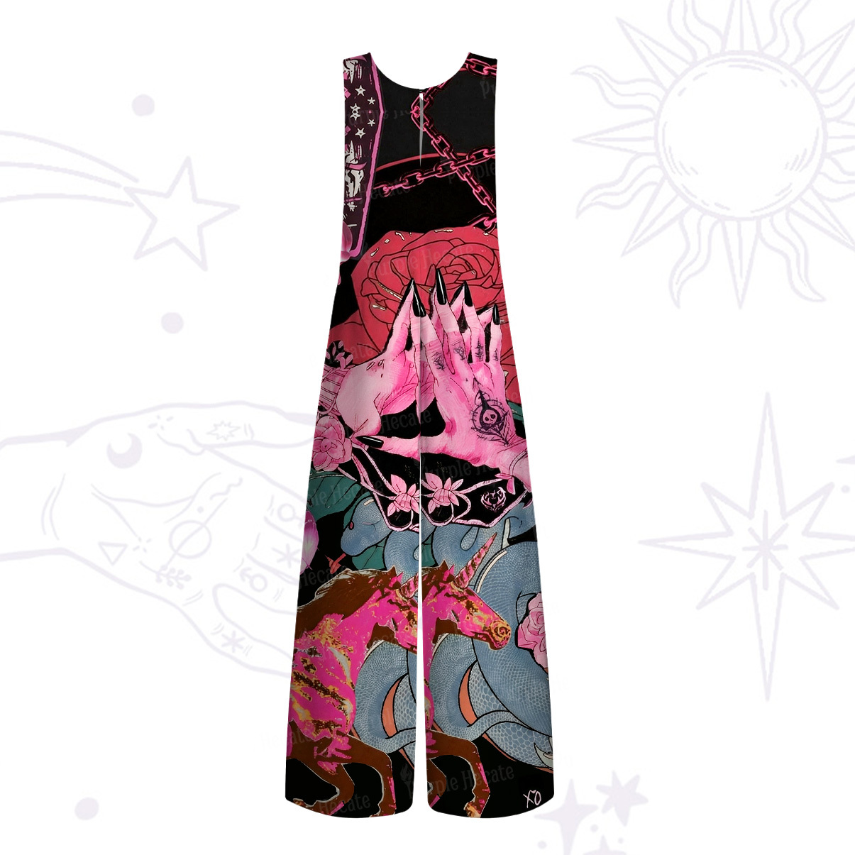 Purplehecate Pink Witch Spell Wide Leg Jumpsuit
