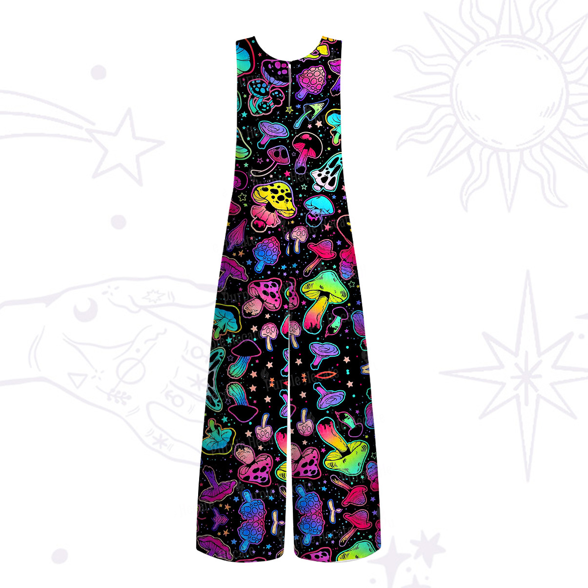 Purplehecate Psychedelic Mushroom Rave Wide Leg Jumpsuit
