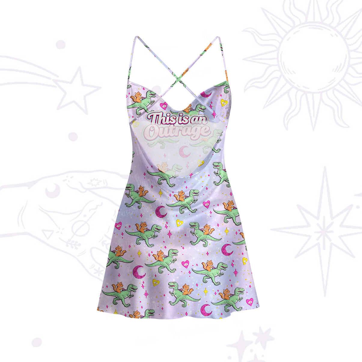 Purplehecate This is an Outrage Satin Cross Back Mini Dress