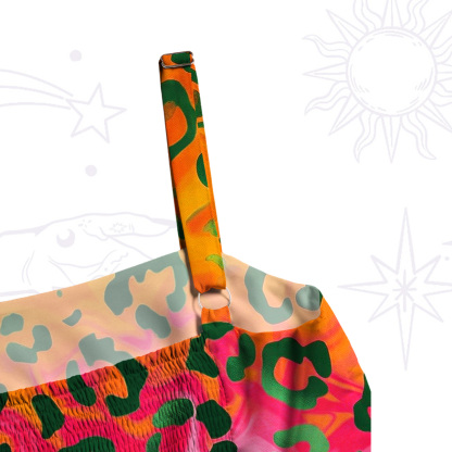 Purplehecate Rainbow Ombre Leopard Wide Straps Maxi Dress