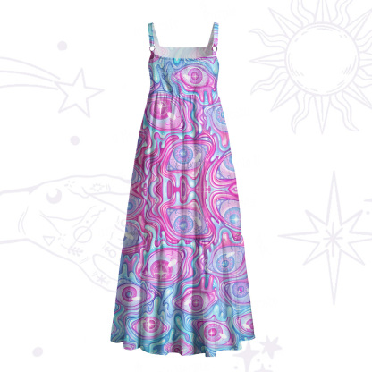 Purplehecate Pastel Flow Ocular Wide Straps Maxi Dress