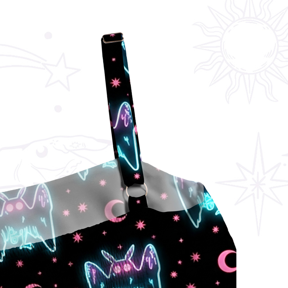 Purplehecate Neon Witchy Mothman Night Wide Straps Maxi Dress