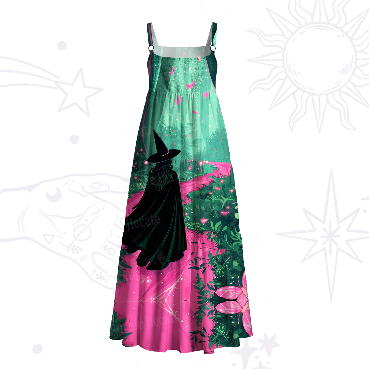 Purplehecate Witchy Forest Wide Straps Maxi Dress